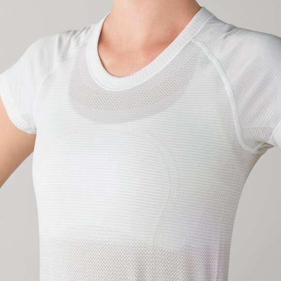 Lululemon Swiftly Tech Short Sleeve Crew Heathered White size 12 - Picture 1 of 6